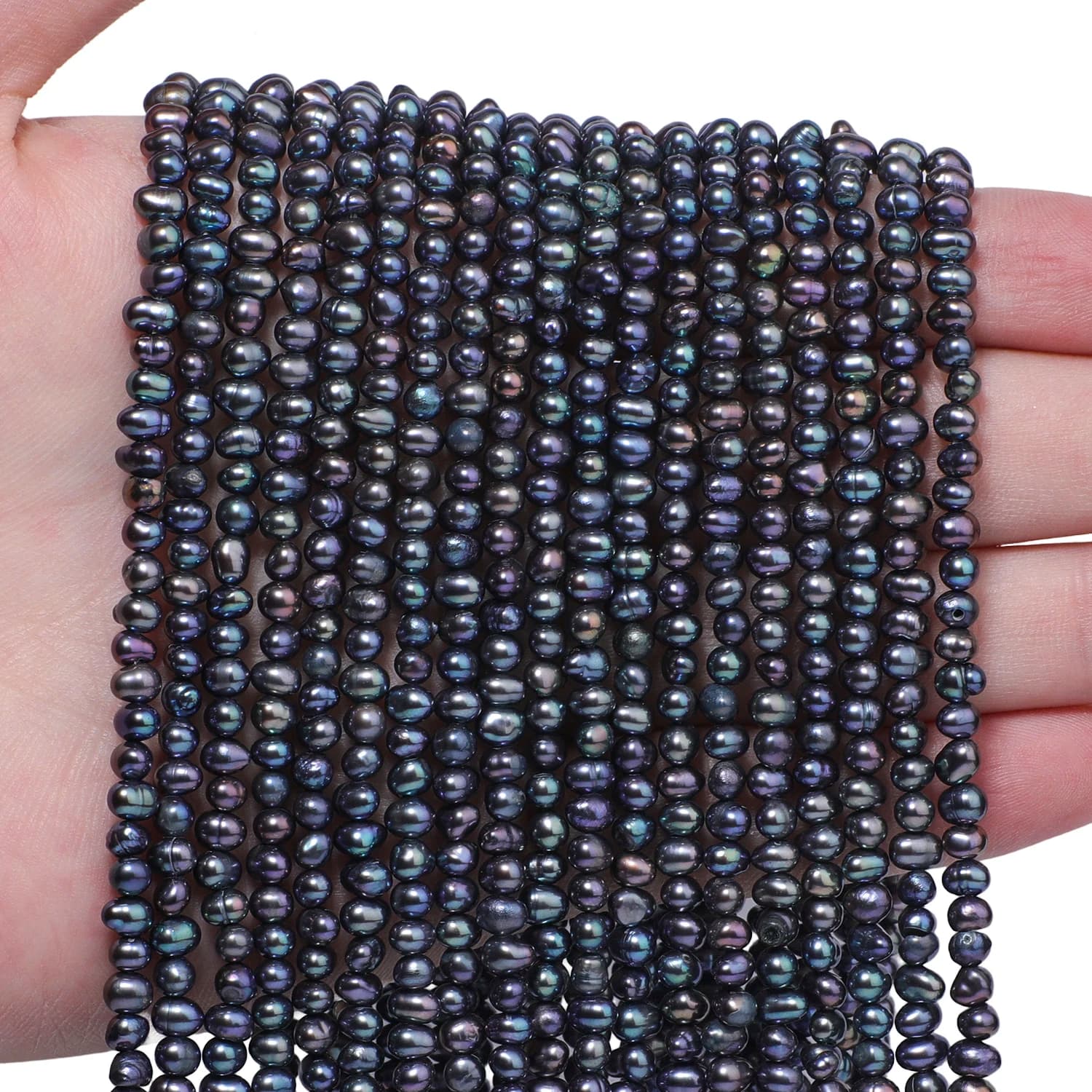 Perle di riso nere da 3-4 mm forate, sfuse, distanziatrici per creazione fai da te di gioielli, bracciali, collane, accessori regalo