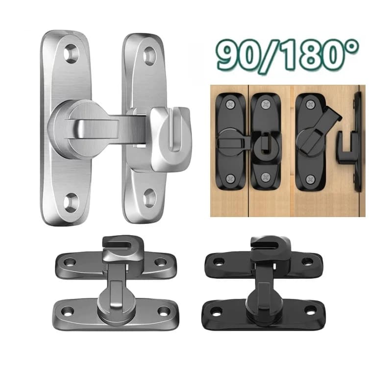 Serratura per porta ribaltabile da 90/180 gradi, chiusura per porta di sicurezza 2 in 1, bullone per porta scorrevole, chiusure per porta di fico, fibbia antifurto, hardware per cancello domestico