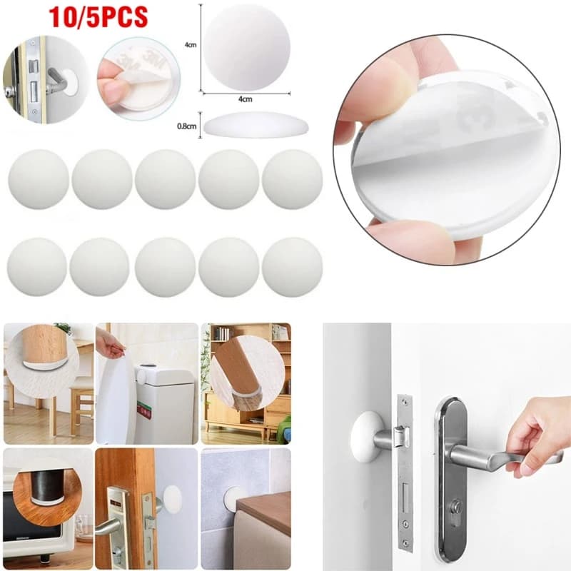 10 pz Bianco Morbido Silicone Protezione Da Parete Autoadesiva Maniglia Della Porta Paraurti Spina Protettiva antiscivolo Porte Rotonde Arresto Silenziatore