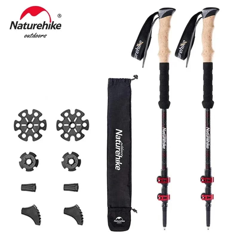 Naturehike Trekking sticks 2 pieces carbon fiber trekking stick walking stick for tourism folding telescopic sticks Trekking sticks