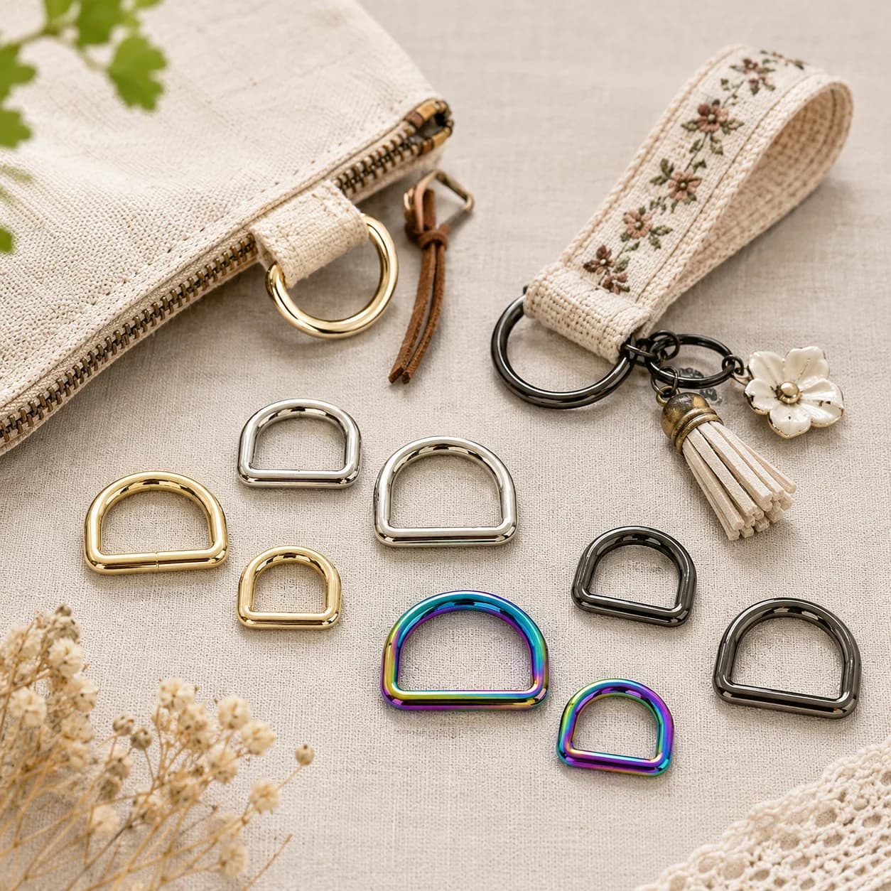 20 Pezzi Fibbie Metalliche Semirotonde 10-50mm Anelli a D per Cinghie Borse, Cinture, Collari per Cani, Imbracature, Bagagli, Accessori Fai-da-Te