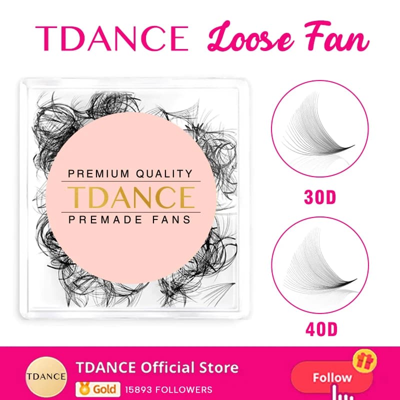 TDANCE 30D/40D Ventole Sciolte Base a Punta Volume Ciglia Professionale Gambo Medio Affilato Sottile Ventole di Volume Premade Estensioni delle Ciglia