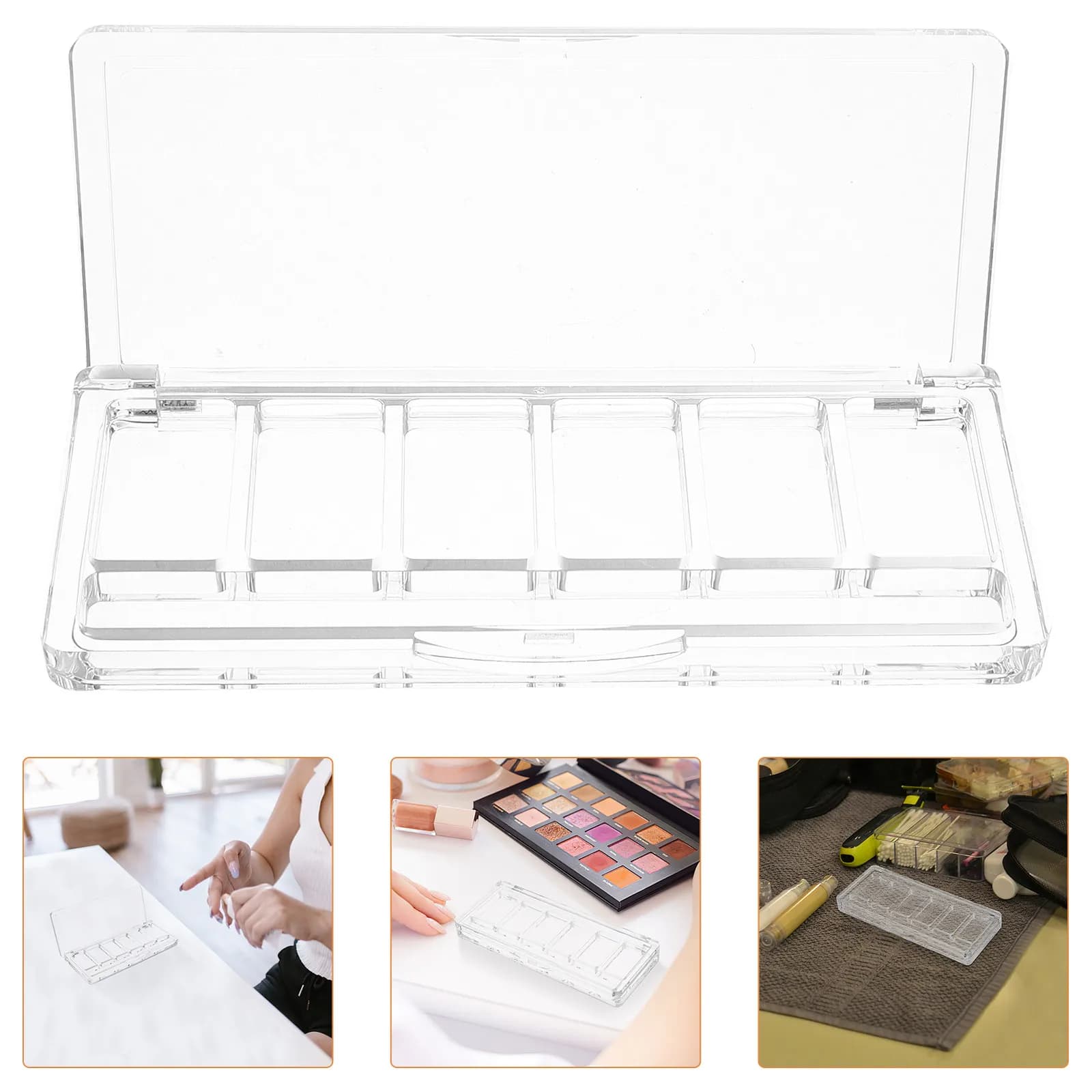 Transparent Make-up Palette with 6 Parts, Organizer Portable for Umbrellas, Blush, Corrector, Wheelchairs