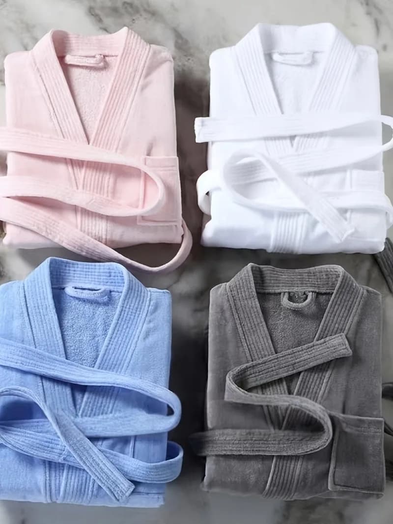 Accappatoio da hotel 100% cotone spugna spazzolata pesante - Abito kimono waffle assorbente per resort spa Nuovo design indossabile