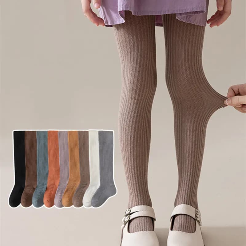 Collant moda per bambini collant per bambina calze lavorate a maglia in cotone per bambini Leggings solidi pantaloni Casual per 0-12Y