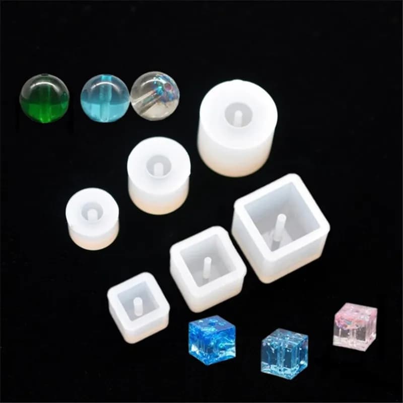 SNASAN Silicone Mold for Jewelry Square Ball Beads with Hole Resin Silicone Mould Handmade Tool Craft Epoxy Resin Molds