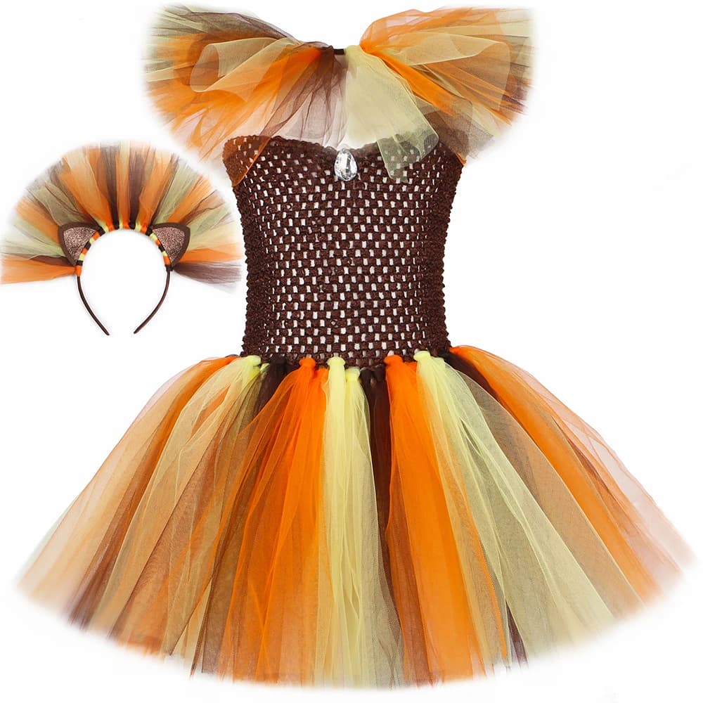 Lion King Costume Girls Holiday Party Tutu Princess Dresses Fancy Animal Cosplay Carnival Halloween Costume per bambini Set di vestiti