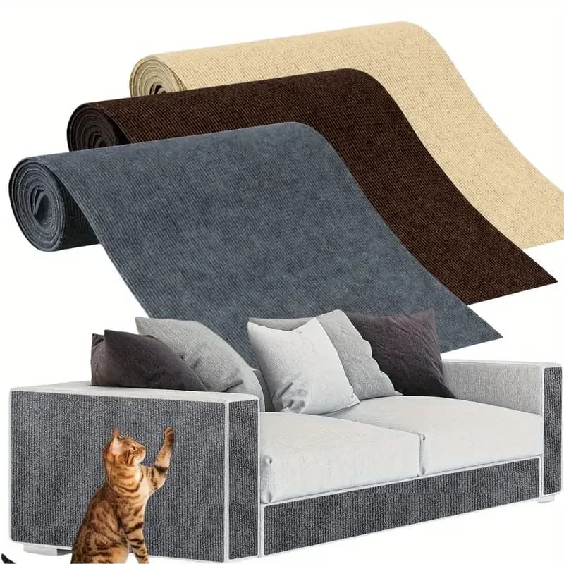 DIYSelf-Adhesive Cat Scratching Mat Trimmable Cat Carpet Cat Scratching Carpet Corner Wall Cat Scratch Sofa Furniture Protector
