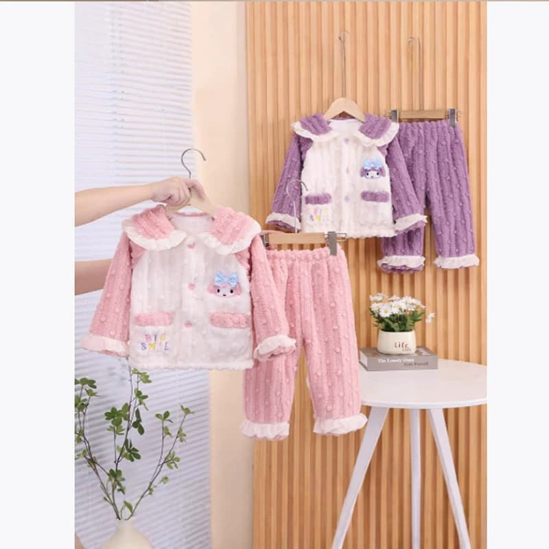 Sanrio My Melody Kid Pigiama di peluche Set Cartoon addensato Homewear Suit Anime Autunno Inverno Indumenti da letto 2 pezzi Carino morbido indumenti da notte
