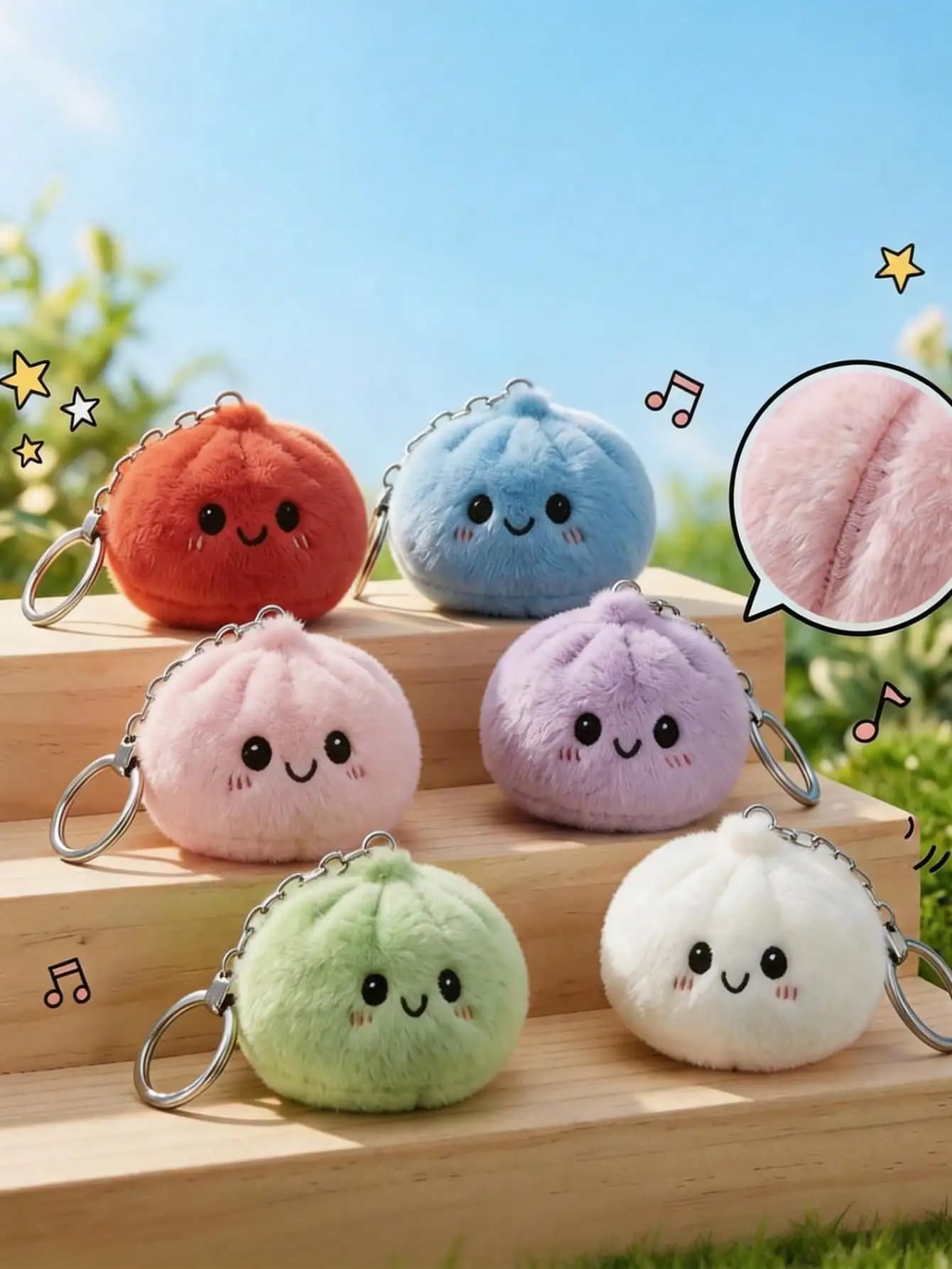 Cute Steamed Bun Plush Doll - Adorable Dumpling Soft Squeeze Stress Relief Doll, Fluffy Bun Keychain Pendant Suitable For Backpack, Anxiety Relief Doll Gift For Kids And Adults, Collectible Home/Office Desk Decor