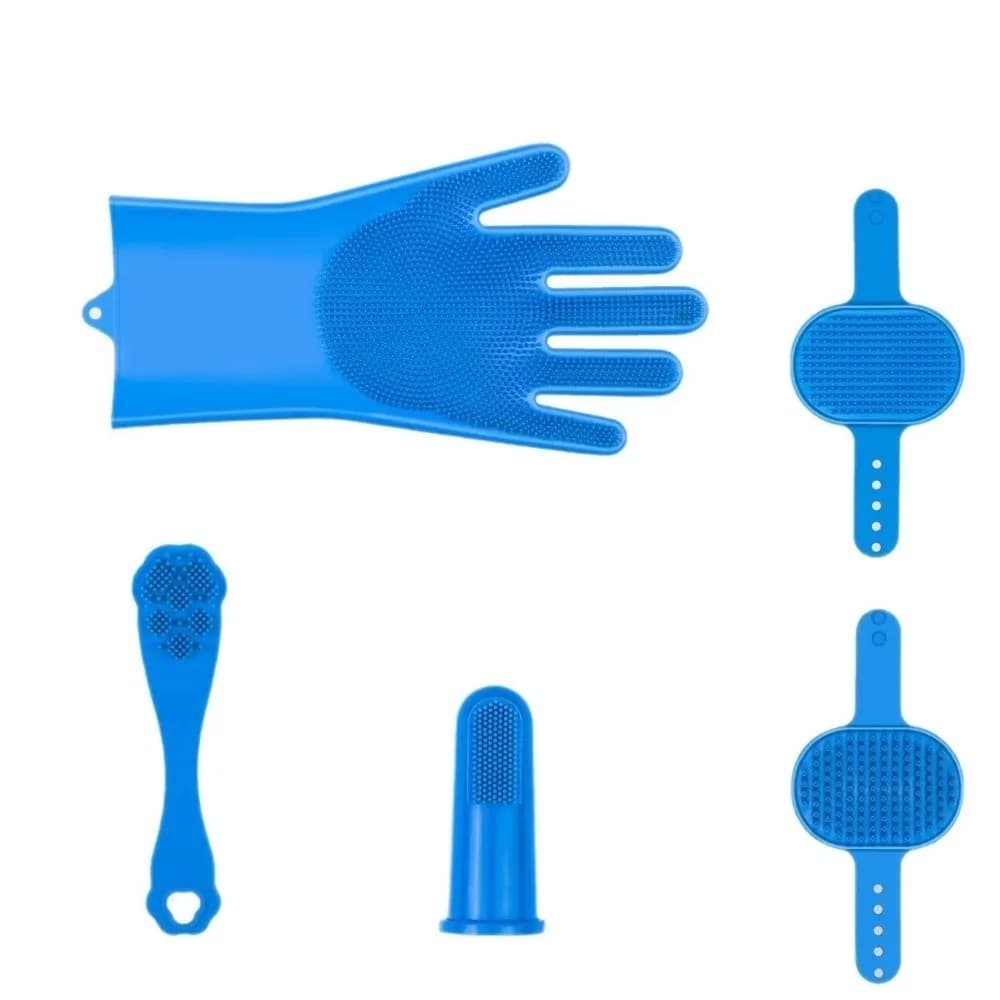 Set di 6 Guanti in Silicone per il Bagno di Cani e Gatti, Spazzola Massaggiante Impermeabile per la Toelettatura Domestica