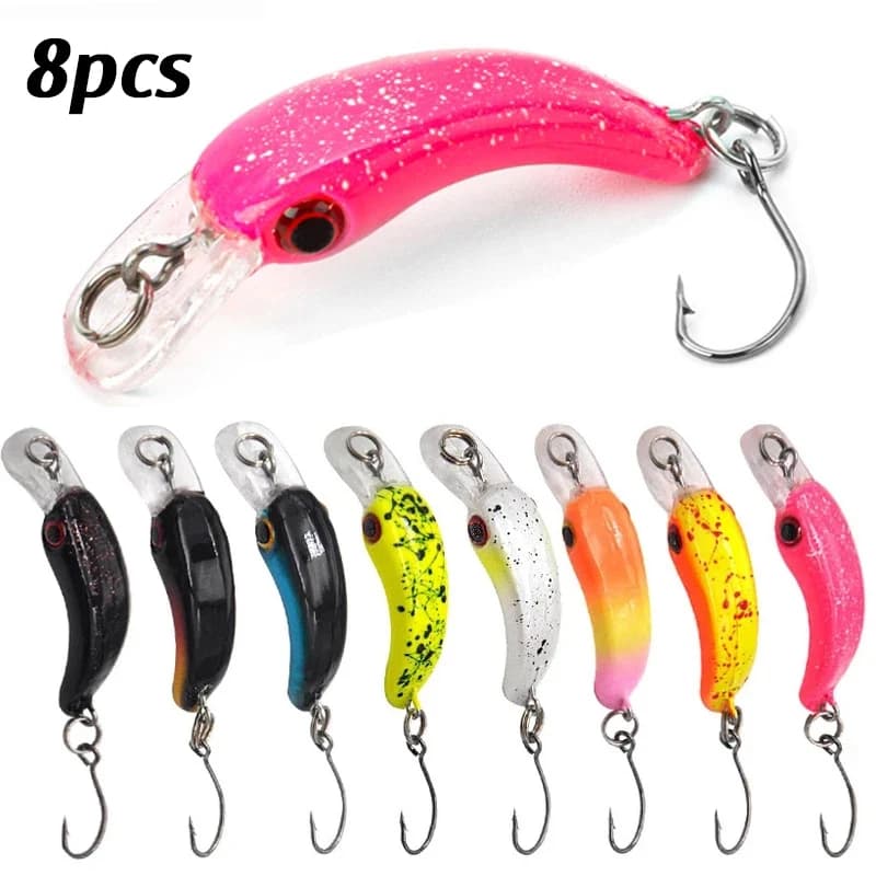 8 pieces mini fish wobblers fish popper bass fishing bait Crankbait hard plastic bait