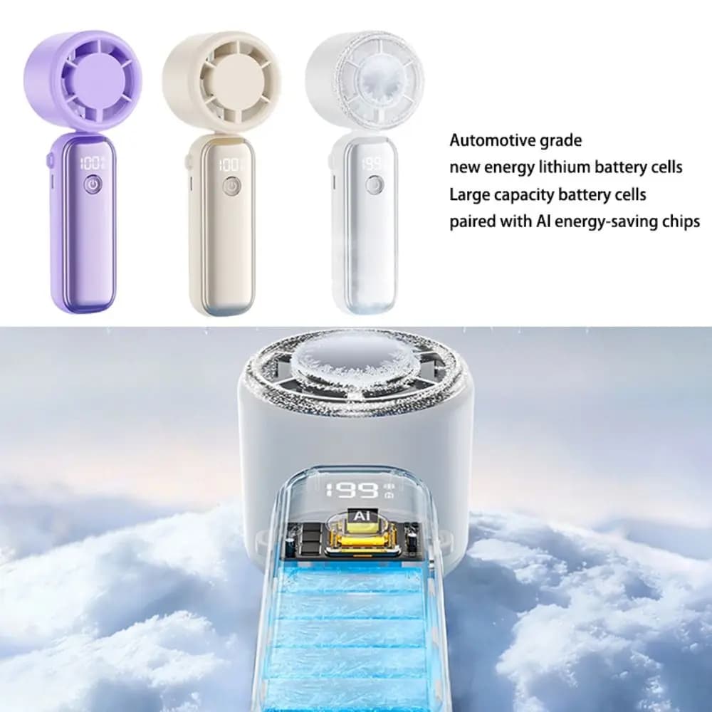 USB Rechargeable Mini Handheld Fan Semiconductor Cooling Ultra-Quiet Personal Cooling Fan Powerful Wind Digital Display