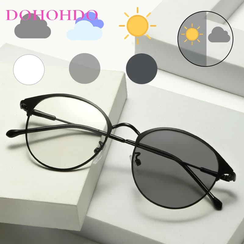 DOHOHDO New Eyewear Oval Round Frame Photochromic Sunglasses For Women Man Oculos De Sol UV400 Eyewear Ultralight Sunglasses
