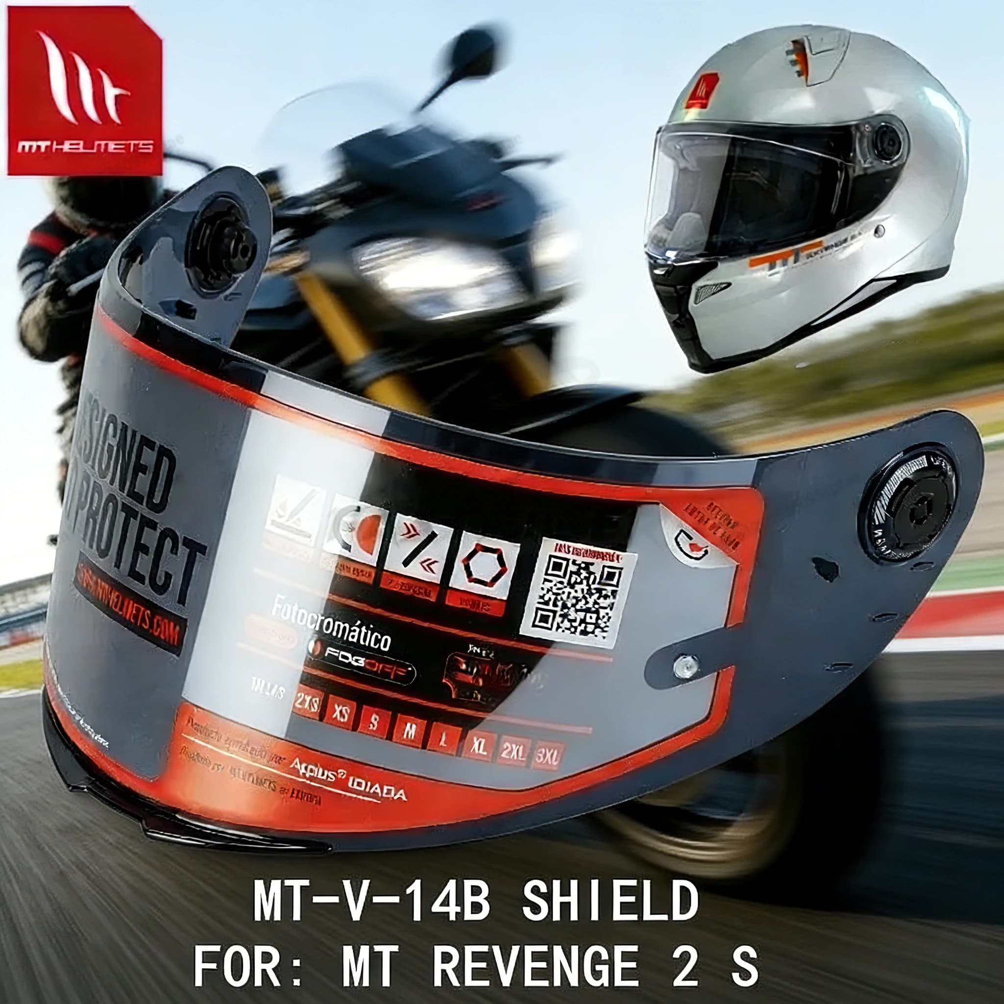 Visiera di Ricambio Originale MT-V-14B per Casco MT REVENGE 2 S, Accessori per Moto