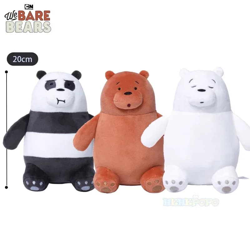 Posizione seduta da 20 cm We Bare Bears Bambole di peluche Cartoon Animali di peluche morbidi Simpatico regalo di Natale