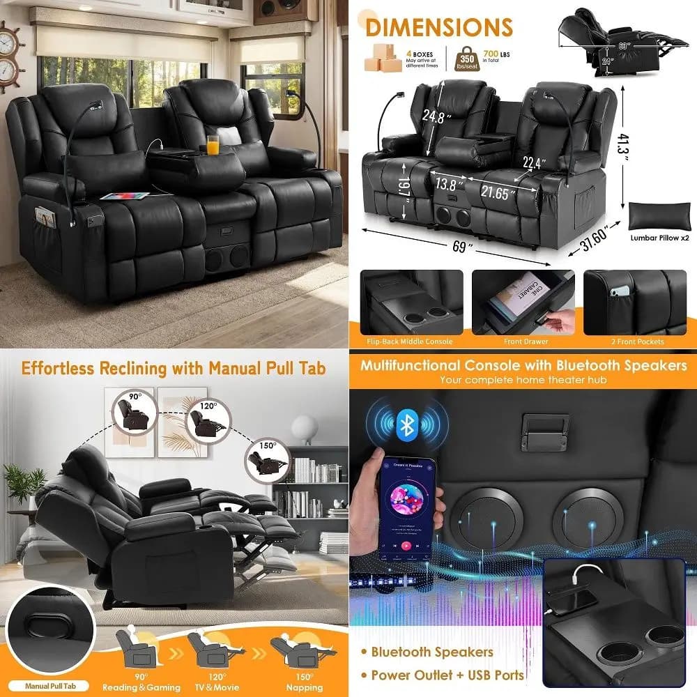 Fabric Recliner Chair MidCentury Modern Recliner Adjustable Single Recliner Sofa with Thicker Seat Cushion Tufted Upholstered S