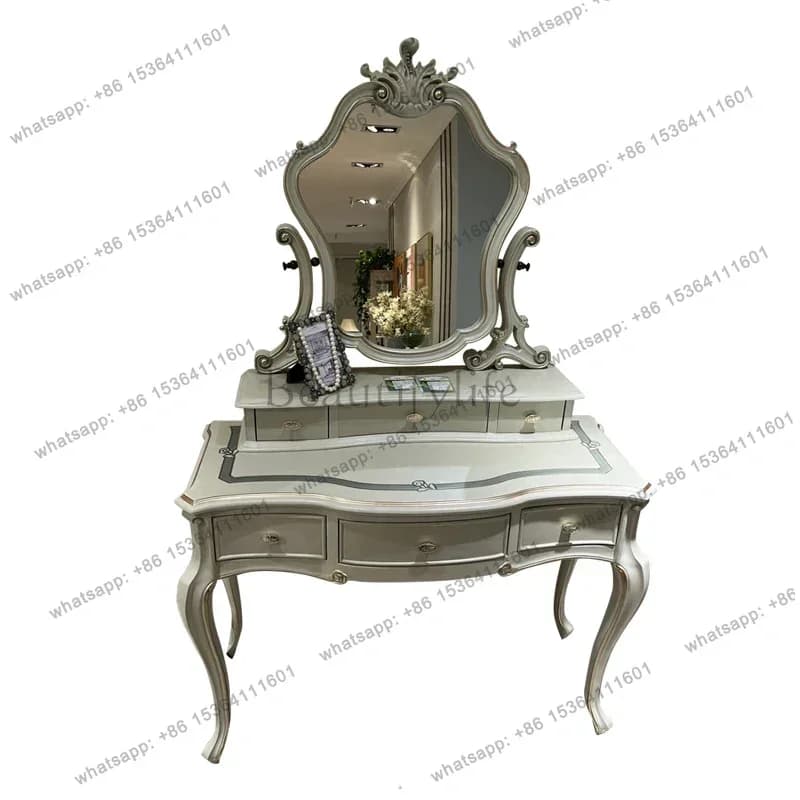 yj9 Organizzatore moderno di lusso Tavolo da toeletta Cassetti portaoggetti in legno Grande trucco Vanity Desk Specchio per camera da letto Penteadeira Quarto Furnitu