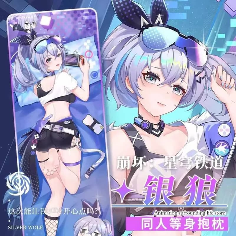 Anime Honkai: Star Rail Bailu Silver Wolf Cosplay Dakimakura 2WAY Che Abbraccia Corpo Covers for Bearings Otaku Bearings Christmas Gift Bearings