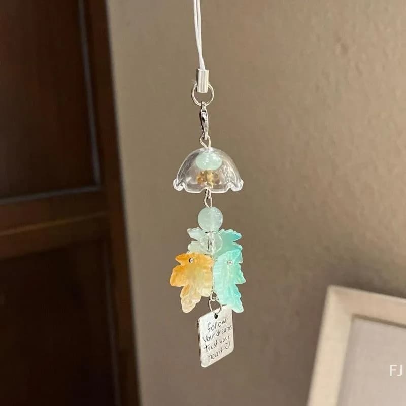 [YU]Resin Jasmine Wind Chime Pendant Chinese Style Decorative Backpack Hanging Handmade Ice Snow Leaves
