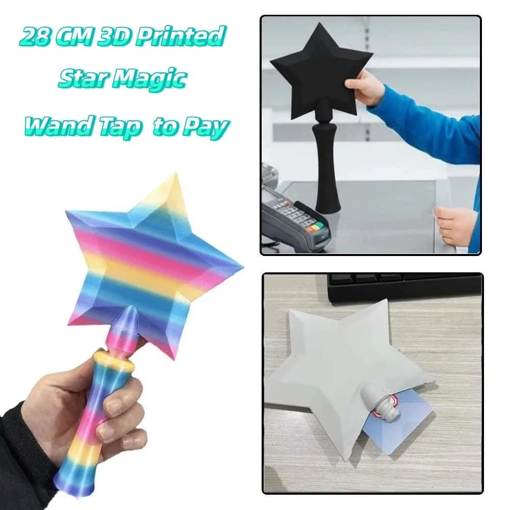 Creative 3D Printed Wand Tap To Pay Detachable Candy Color Star Magic Wand Holder Cute Funny Contactless Payment Sleeve