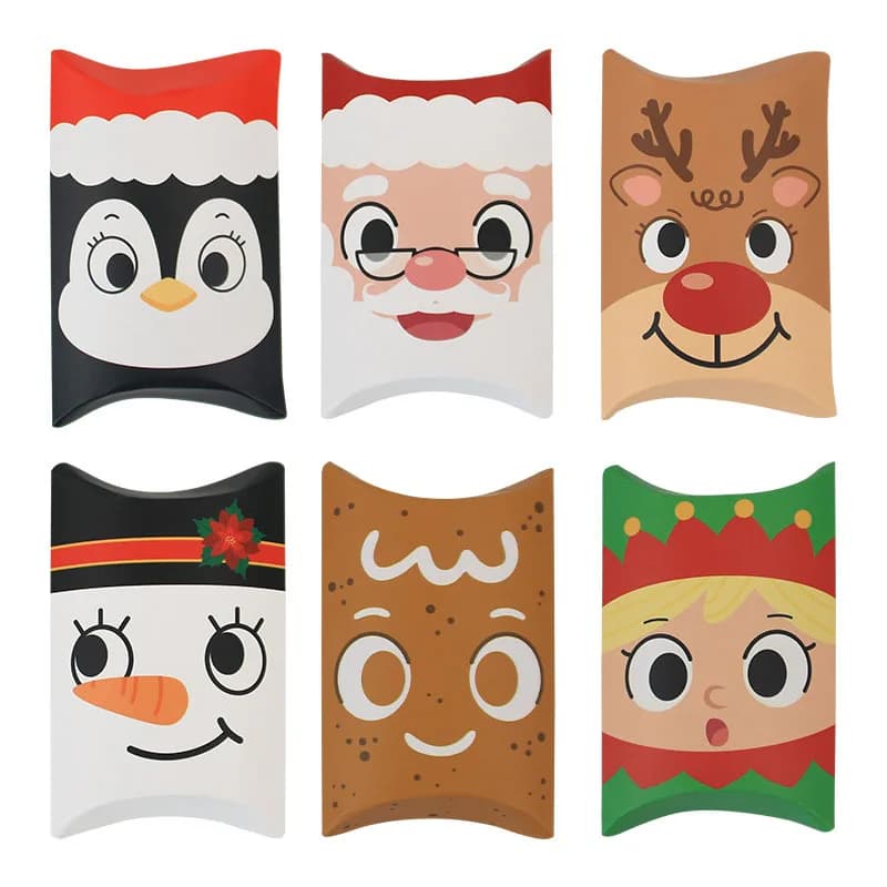 25/50PCS cuscino confezione regalo di natale scatola di caramelle pieghevole in carta Kraft scatola di imballaggio natale Noel Navidad Natal bomboniere di capodanno