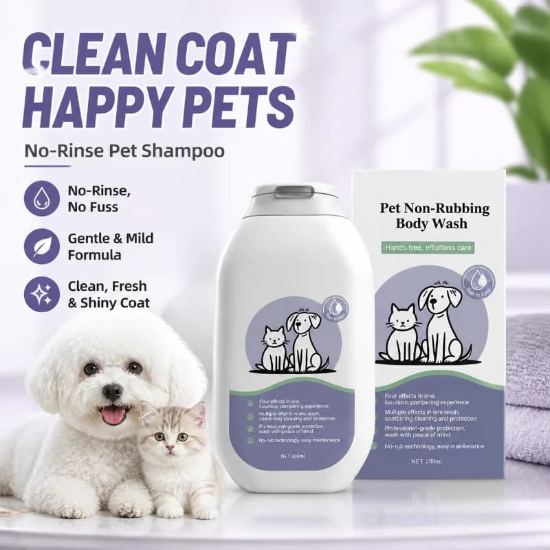 Shampoo Senza Risciacquo per Animali Domestici, Formula Speciale Delicata per Cani e Gatti, Detergente Delicato Non Irritante Senza Strofinamento per Pulizia e Cura del Pelo