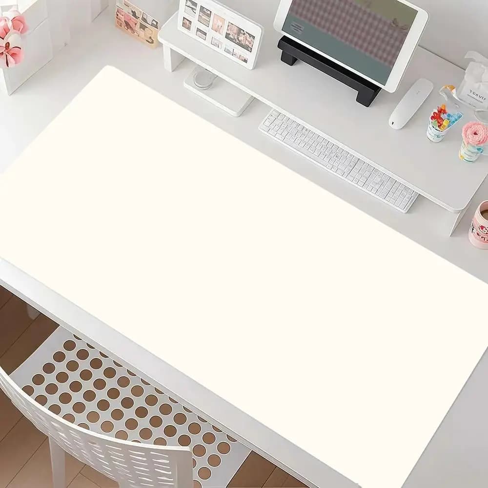 Anime Table Mat Clean Off White Plain Solid Tone Mouse Pads For Office Laptop Daily Gaming Playmat