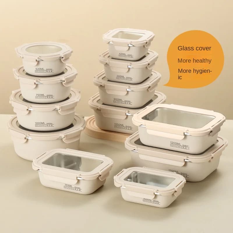 Contenitori ermetici Tupperware in acciaio inossidabile Lunch Box Insalatiera e coperchio Contenitore per alimenti per la preparazione dei pasti Kimchi per verdure