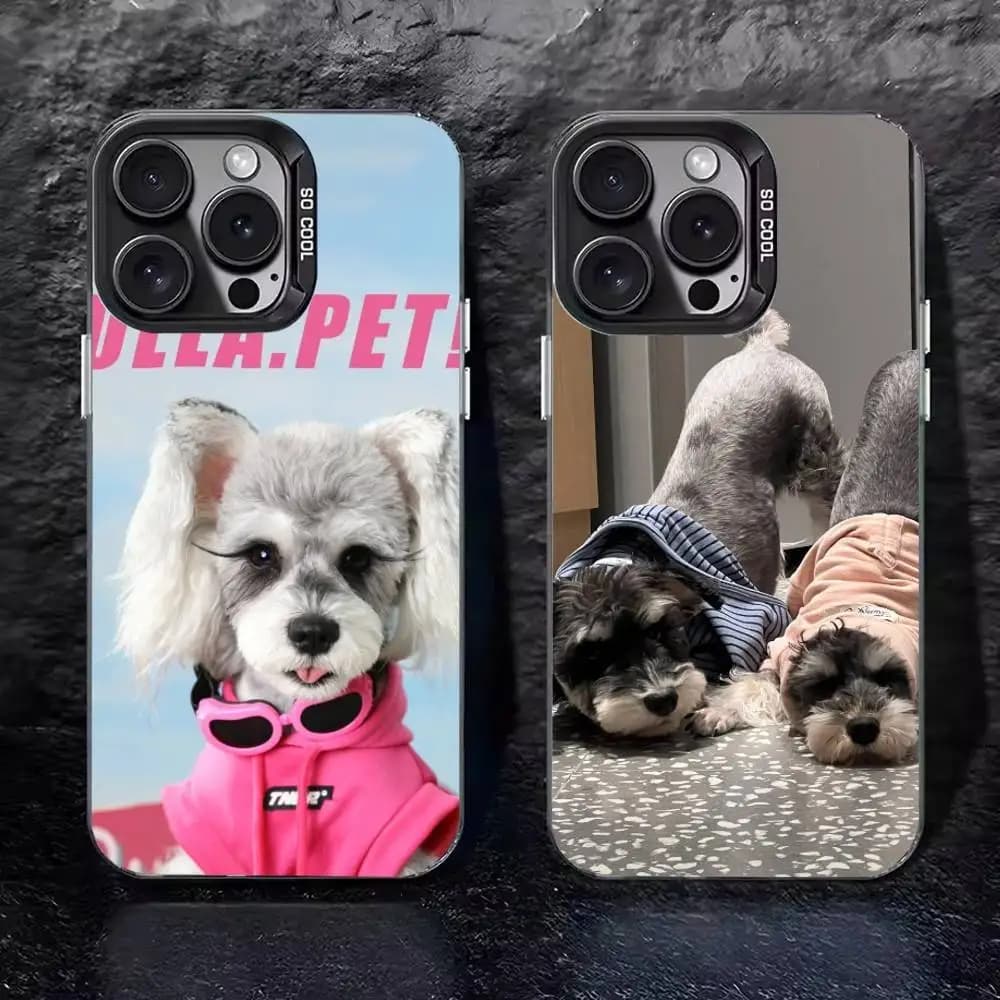 Cartoon Schnauzer Dog Phone Case For iPhone 17 16 15 14 13 12 11 Pro Max XS Max 7 8 Plus Shockproof Silicone Matte Cover