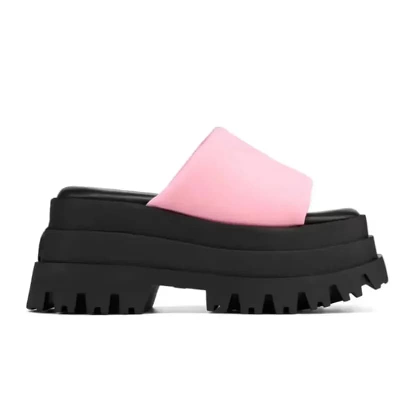 2023 estate nuove donne sandali con plateau a fascia singola in Nylon nero con zeppa con plateau e sandali con pantofola sandali da spiaggia