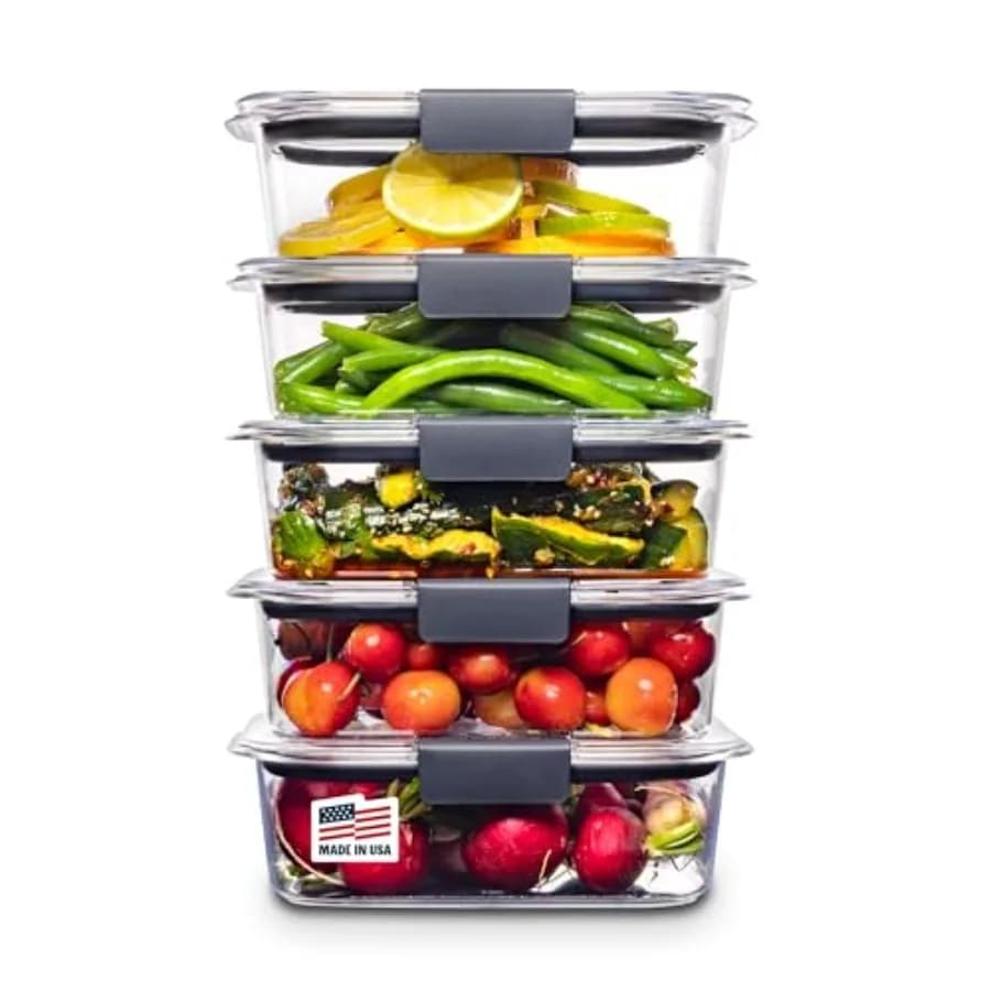 Brilliance Tritan Plastic Food Storage Containers BPA Free Airtight Lids Ideal for Lunch Meal Prep and Leftovers Set of 5 3.2 C