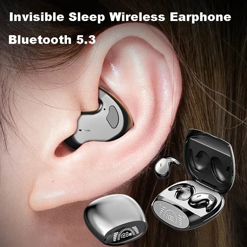 Invisible stereo headphones for sleep IPX5 Waterproof wireless Bluetooth earphones with Bluetooth 5.3 headphone microphone for phone- ♪
