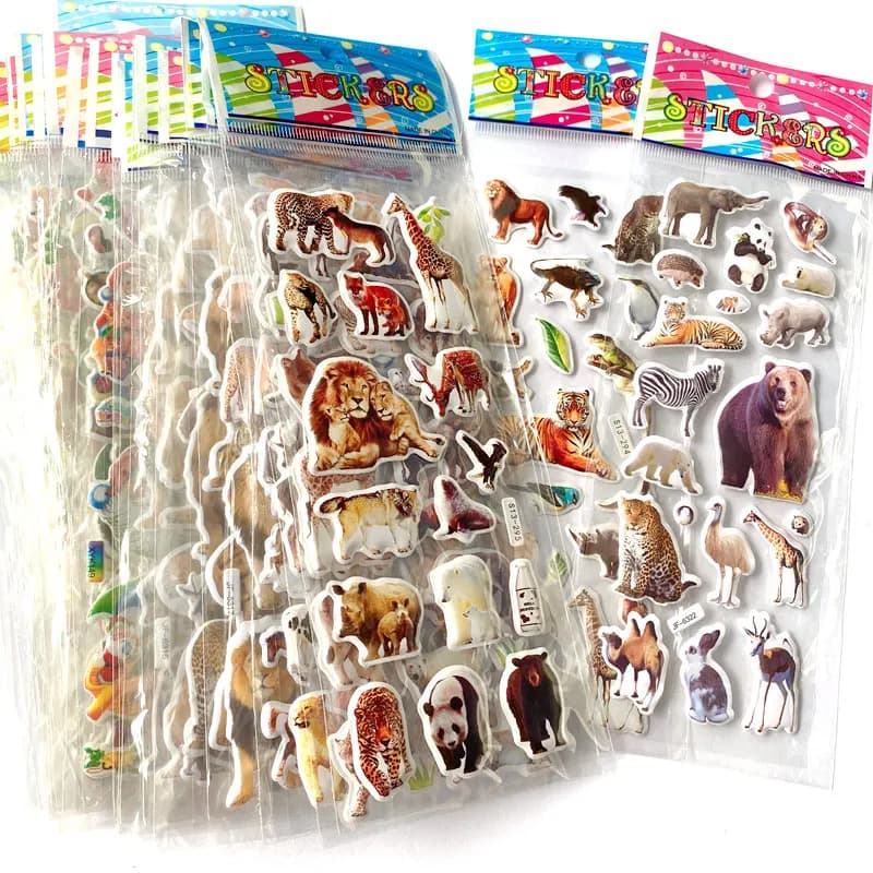 10 sheets stickers 3D animals stickers bulky decoration album birthday New Year Christmas gifts for kids boys girls