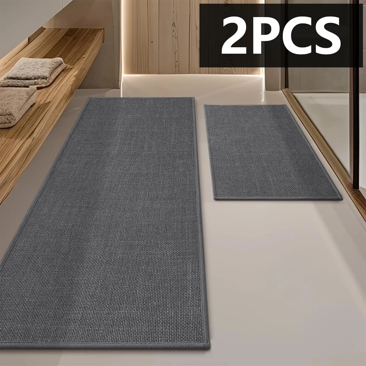 Solid color long strip kitchen mat woven non-slip foot mat bathroom absorbent mat door mat