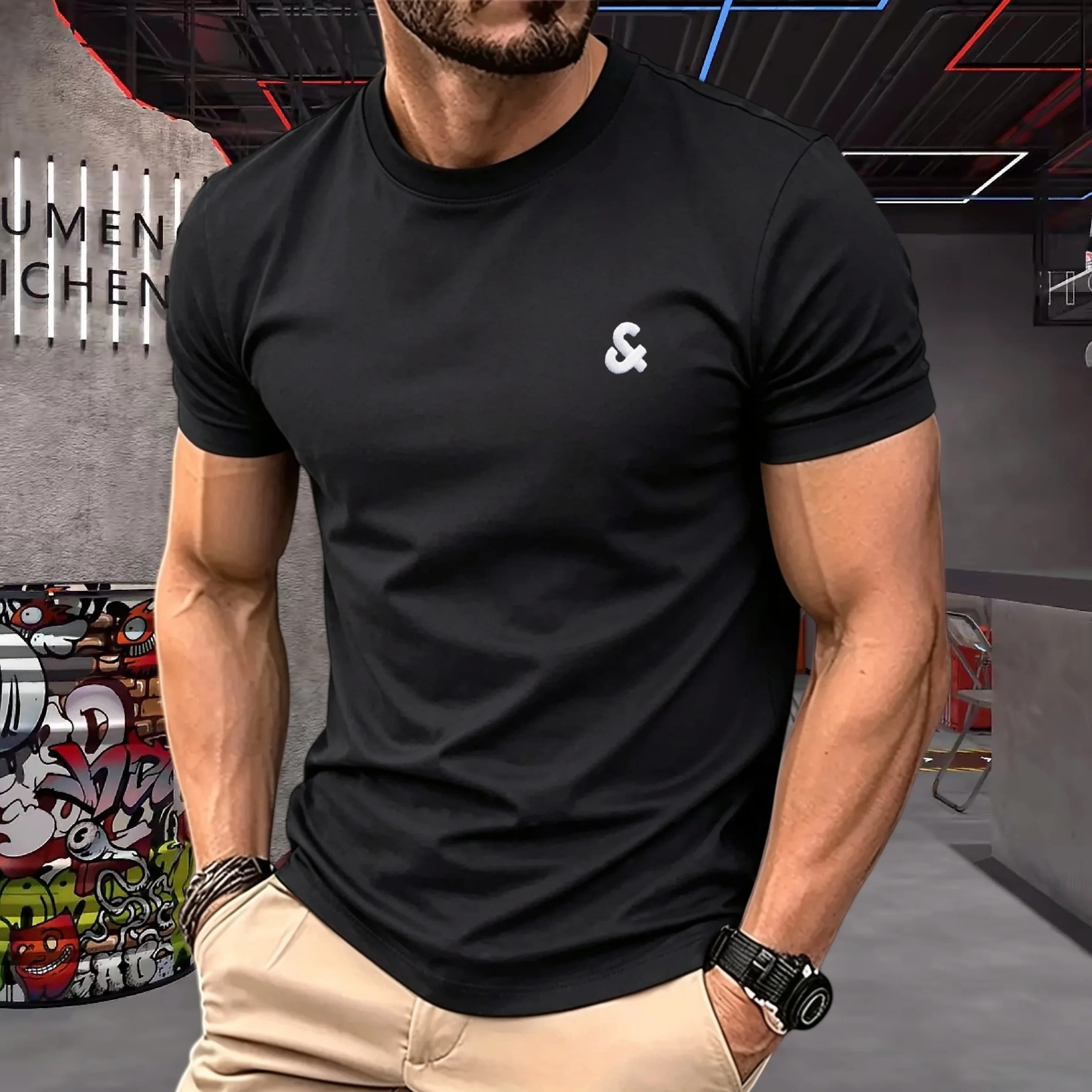T-shirt da golf da uomo di alta gamma 2026, 100% puro cotone, design estivo 2026, top girocollo con logo ricamato di lusso
