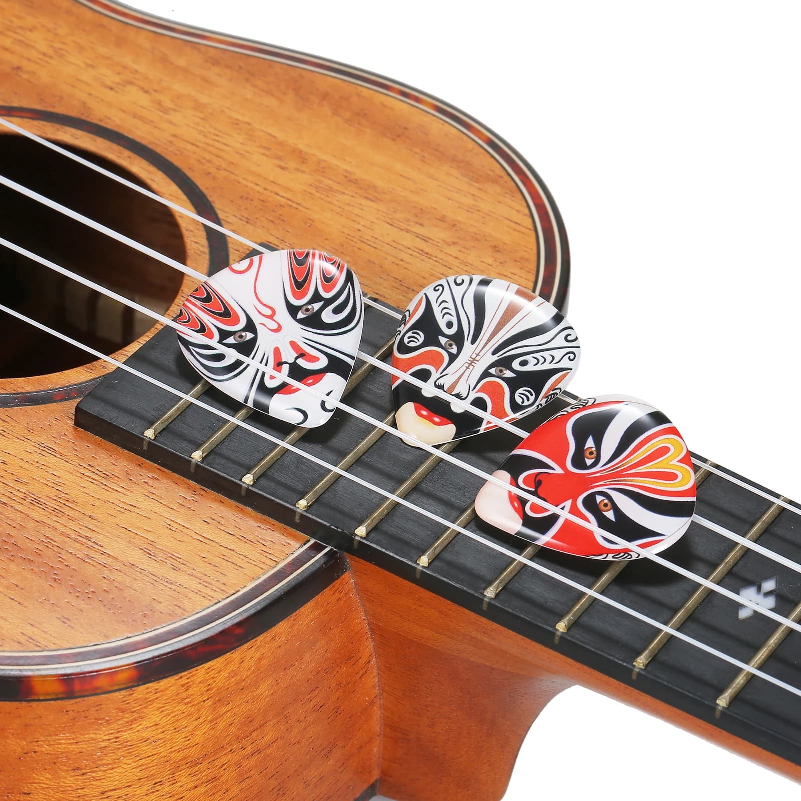 ABS Guitar Picks with Peking Opera Mask Ukulele Finger Picks Musical Instrument Accessory Guitar Picks Glue Coating