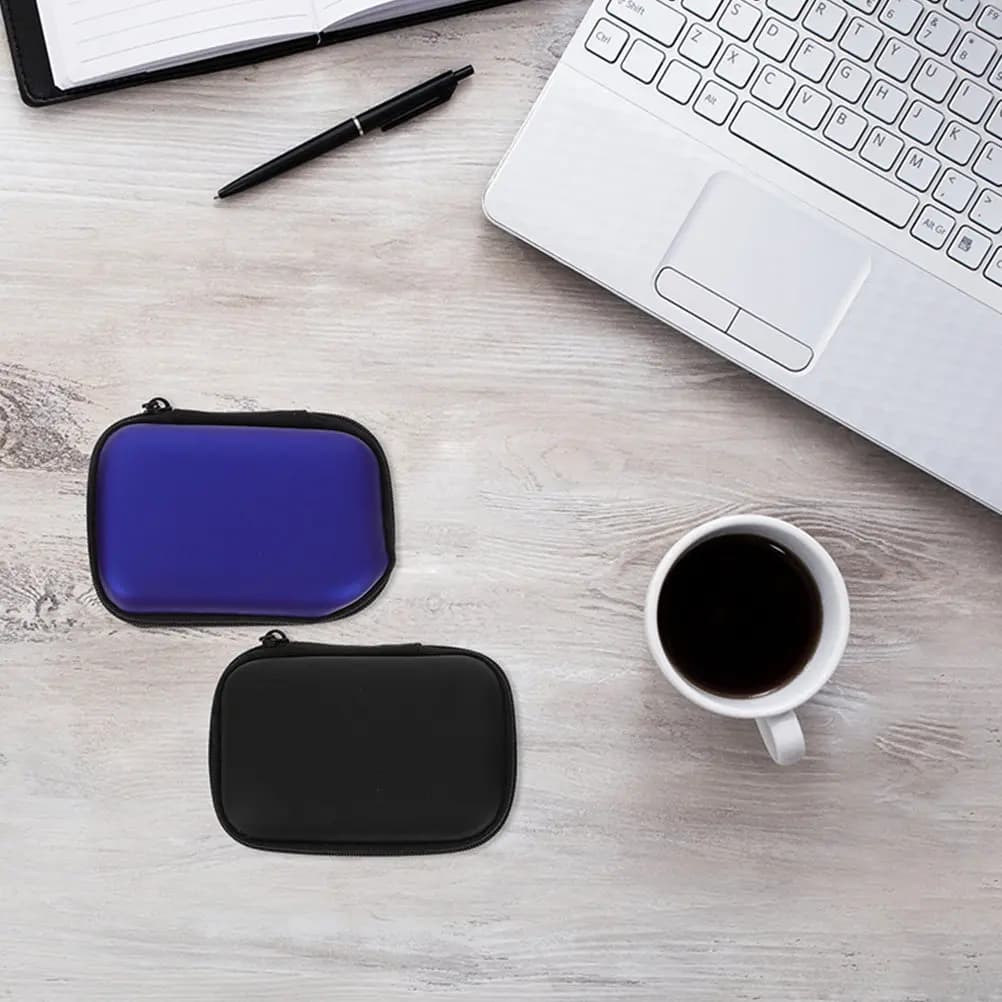 2 Pezzi Custodia Portatile per Auricolari, Piccola Borsa Rettangolare per Cavi, Custodia per Cuffie, Chiavette USB, Cavi Dati da Viaggio