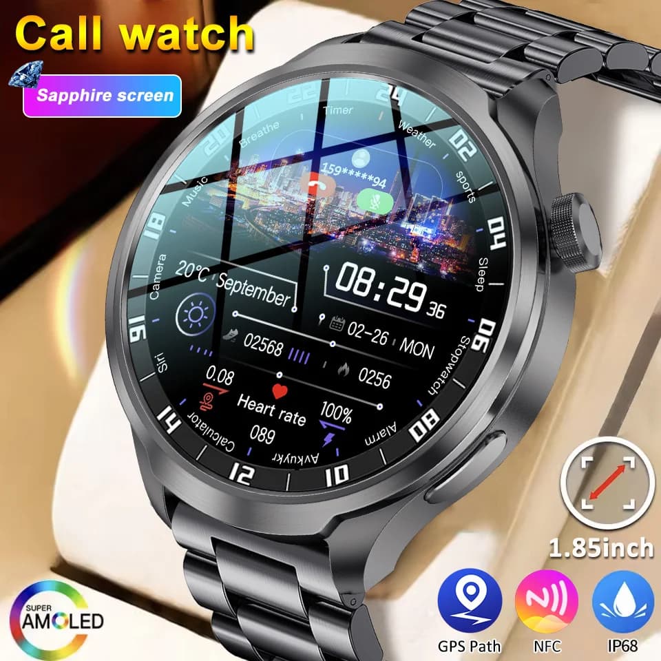 Nuovo Smartwatch 2026 con Chiamate Bluetooth per Uomo e Donna, Schermo in Zaffiro da 1,85", GPS, Monitoraggio Sportivo, Impermeabile IP68, Bussola, NFC
