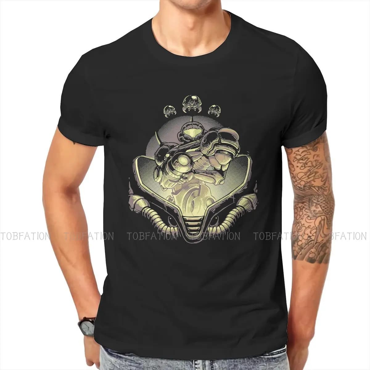 Metroid Zero Mission Game Samus Helmet Tshirt Vintage Men alternativa abbigliamento per adolescenti top T-Shirt oversize in cotone con scollo a o