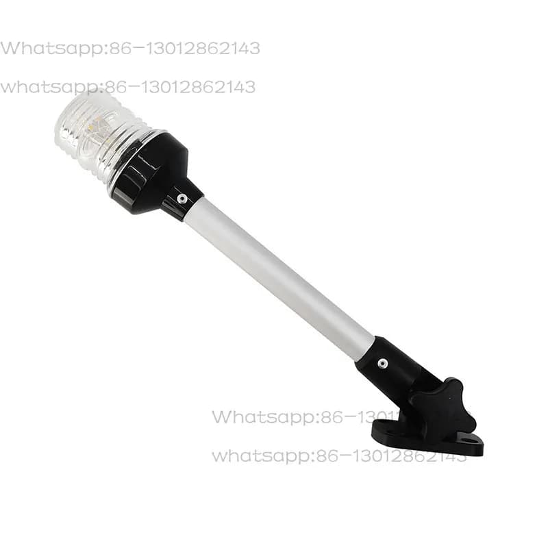 Adjustable Fold Down LED Anchor Light, 9/12 Inch Swing Pole 360° All Round White Marine Navigation Light for Yacht Boat