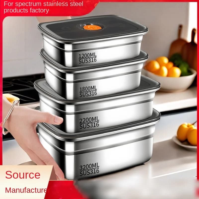 Contenitore in Acciaio Inox 304, Lunch Box, Scatola Bento Sigillata Antiperdita, Contenitore per Frigorifero e Congelatore, Lunch Box da Campeggio