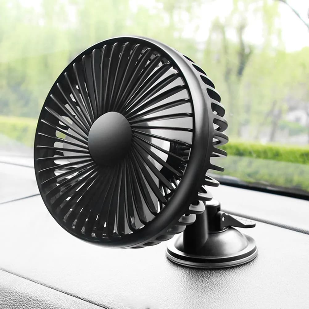 Caricatore USB per Auto in ABS, Regolabile a 360° per Veicoli e Camion ° Ventilatore di raffreddamento rotante per interni auto, piccolo ventilatore per passeggino