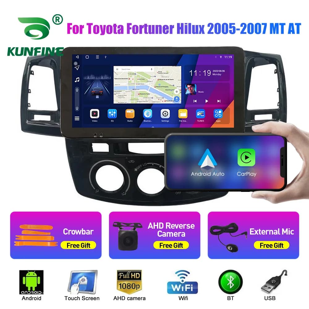 Autoradio da 10.33 pollici per Toyota Fortuner 05-07 MT 2Din Android Octa Core Car Stereo Lettore di navigazione GPS Schermo QLED Carplay