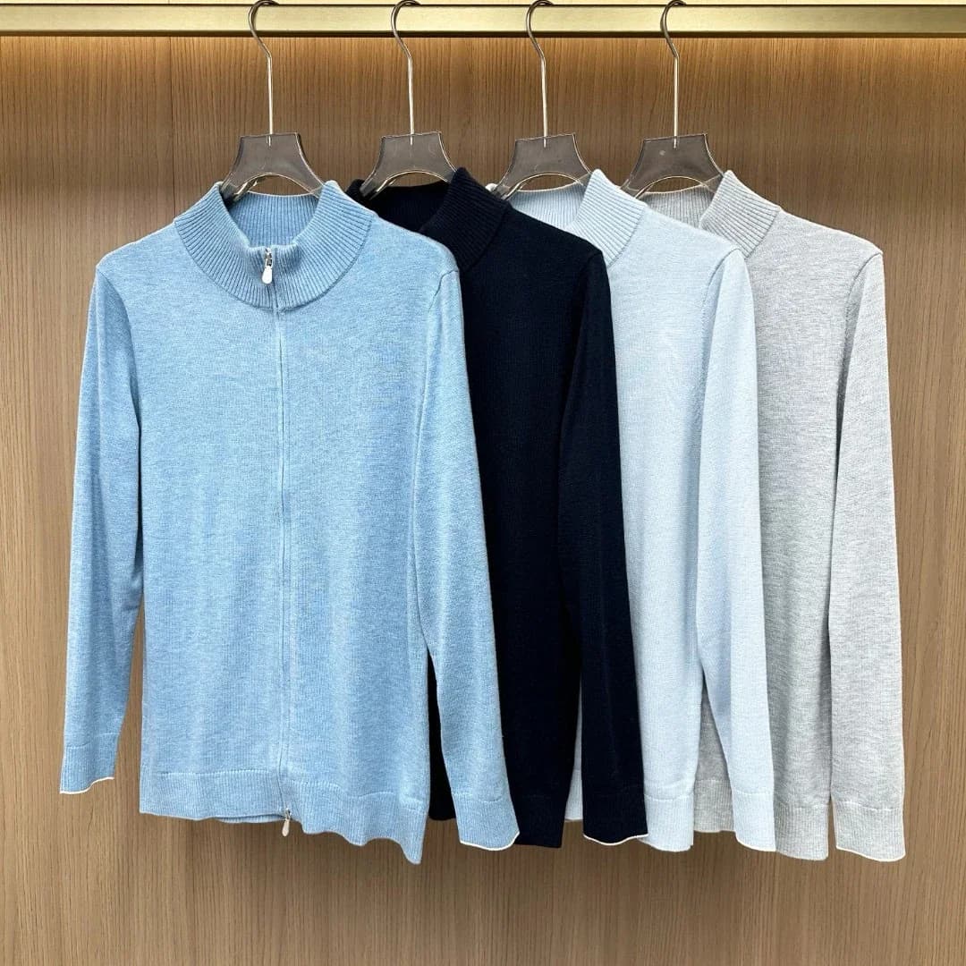 Giacca cardigan in lana lavorata a maglia con collo alto BC Italian