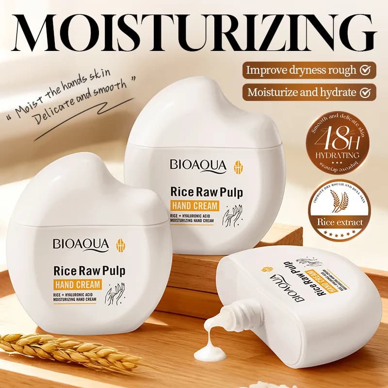 Crema Mani al Siero di Riso Formato Viaggio 60g - Idratazione Profonda, Migliora la Texture della Pelle, Cura Idratante Quotidiana per Mani Secche e Ruvide