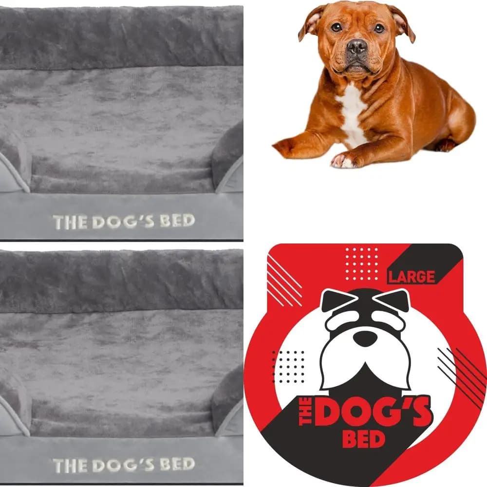 Grande letto per cani in schiuma ortopedica grigio argento con coperture impermeabili, rimovibili e supporto standard