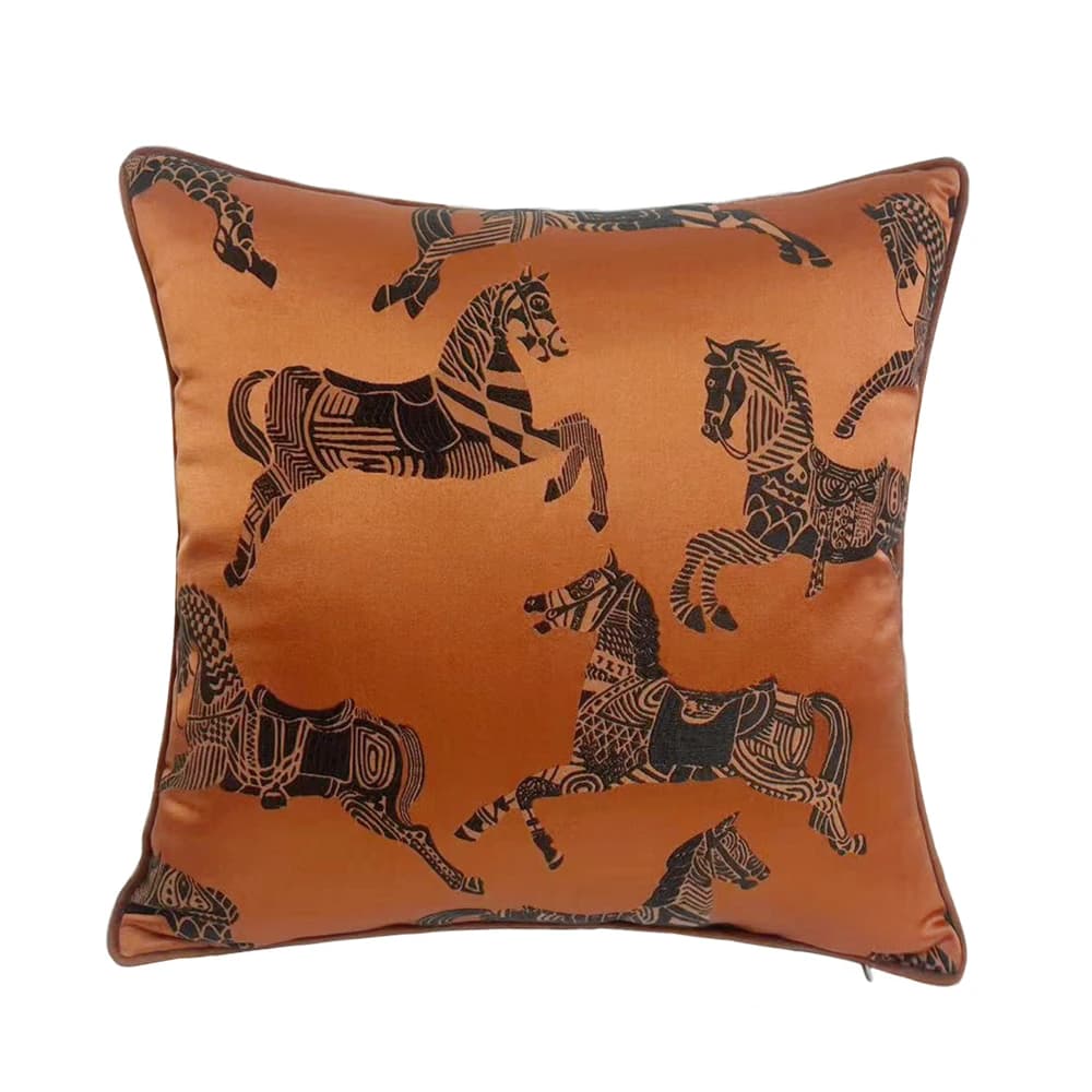 Fodera per cuscino lombare in tessuto quadrato arancione nero moda di lusso che decora la fodera per cuscino lombare della sedia del divano di casa 45x45 cm, set da 1 pz