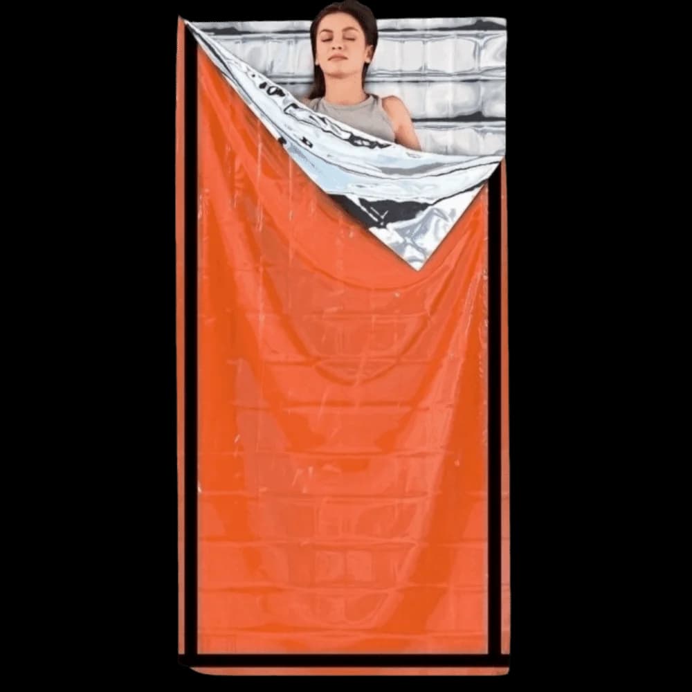 Light, portable and compact emergency sleeping bag, improved thermal sleeping bag, waterproof, for survival
