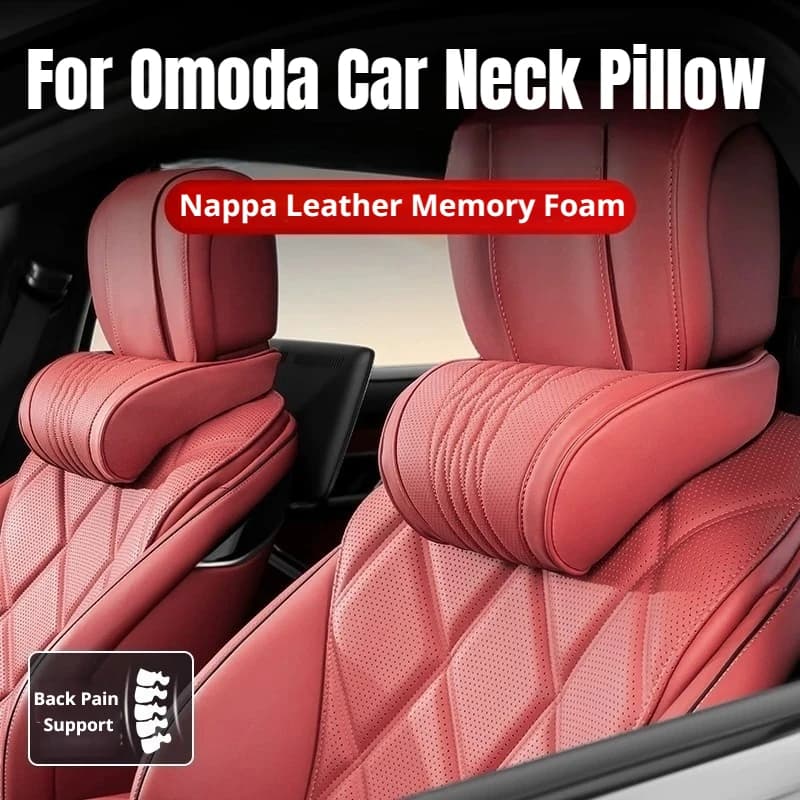New For Omoda Luxury Memory Foam Car Headrest Pillow Fit C5 C3 E5 C7 C9 O5 S5 C6 C8 C4 Nappa Leather Latex Car Lumbar Support